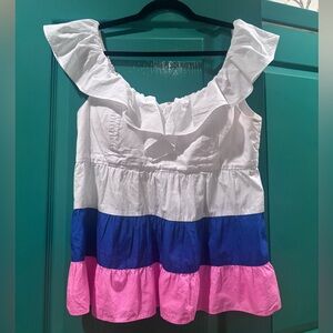 Lilly Pulitzer Colorblock Ruffle Top